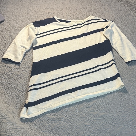 Navy and White Striped Long Sleeve Top - Picture 1 of 6